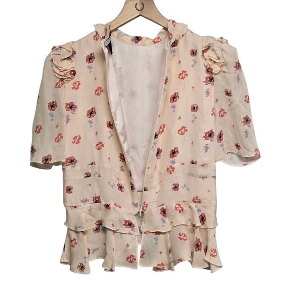 Laura Garcia Collection Floral Silk Blouse Womens 4 Barneys NY Top Cottagecore - Picture 4 of 6